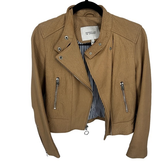 10 Crosby Derek Lam Jackets & Blazers - Derek Lam 10 Crosby Leather Cream Moto Jacket Pebbled Butter Soft Women’s 4